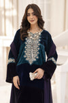 Makhmal by Gul Warun Teal and Navy 3pc Velvet Embroidered Suit MBG7