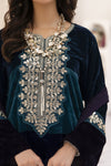 Makhmal by Gul Warun Teal and Navy 3pc Velvet Embroidered Suit MBG7