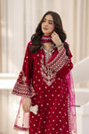 Makhmal by Gul Warun Shocking Pink 3pc Velvet Embroidered Suit MBG2
