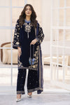 Makhmal by Gul Warun Navy Blue 3pc Velvet Embroidered Suit MBG4