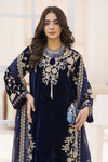 Makhmal by Gul Warun Navy Blue 3pc Velvet Embroidered Suit MBG4