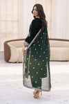 Makhmal by Gul Warun Bottle Green 3pc Velvet Embroidered Suit MBG5