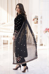 Makhmal by Gul Warun Black 3pc Velvet Embroidered Suit MBG1