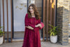 Zaiwaraat by Arwah – Maroon Embroidered Organza Gown with Beaded Dupatta – ZWR12