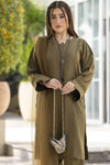 Aabpara Simply Warm Linen 3pc Ready to Wear with Dyed Net Dupatta SWA6