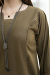 Aabpara Simply Warm Linen 3pc Ready to Wear with Dyed Net Dupatta SWA6