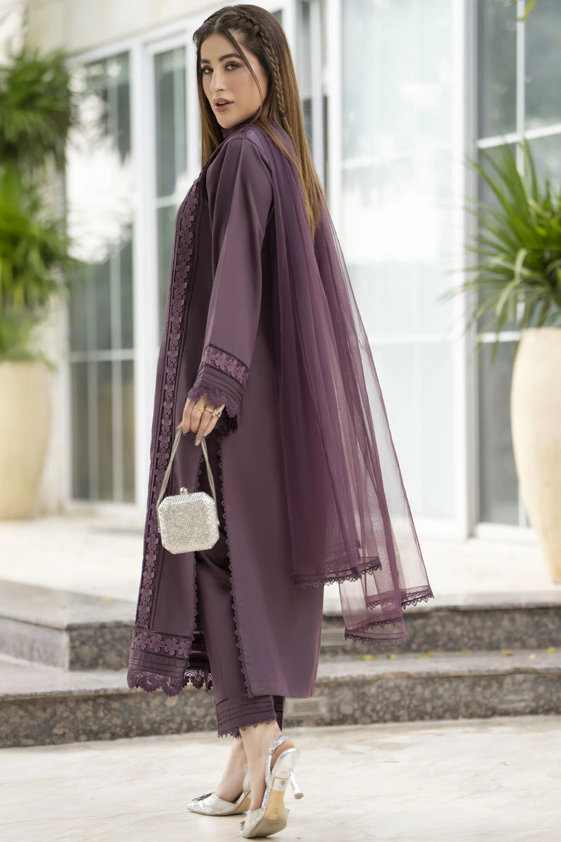 Aabpara Simply Warm Winter Linen 3pc Ready to Wear with Dyed Net Dupatta SWA3