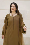 Aabpara Simply Warm Linen 3pc Ready to Wear with Dyed Net Dupatta SWA6