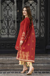 Aleezay Raw Silk 3-Piece Ensemble with Printed Silk Dupatta Lush9