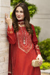 Aleezay Raw Silk 3-Piece Ensemble with Printed Silk Dupatta Lush9