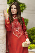 Aleezay Raw Silk 3-Piece Ensemble with Printed Silk Dupatta Lush9