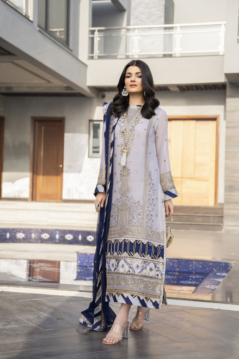 SILVER CHIFFON SEMI FORMAL SLR9