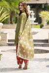 Lush by Aleezay – Olive Raw Silk 3pc Dress with Farshi Shalwar Lush3