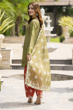 Lush by Aleezay – Olive Raw Silk 3pc Dress with Farshi Shalwar Lush3