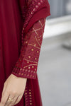 Gul Warun Lustre Chiffon – 3pc Ready to Wear Maroon Embroidered Frock LSG8