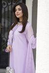 Gul Warun Lustre Chiffon – 3pc Ready to Wear Lilac Embroidered Chiffon Dress LSG5