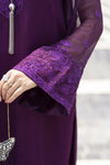 Gul Warun Lustre Chiffon – 3pc Ready to Wear Purple Embroidered Chiffon Dress LSG2