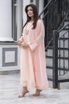 Gul Warun Lustre Chiffon – 3pc Ready to Wear Peach Embroidered Chiffon Dress LSG1