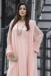 Gul Warun Lustre Chiffon – 3pc Ready to Wear Peach Embroidered Chiffon Dress LSG1