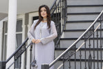 Gul Warun Lustre Chiffon – 3pc Ready to Wear Grey Embroidered Chiffon Dress LSG3