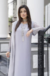 Gul Warun Lustre Chiffon – 3pc Ready to Wear Grey Embroidered Chiffon Dress LSG3
