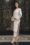 Cream Embroidered Cotton 3pc Women Suit with Dupatta | Baarish by Miski BYM3