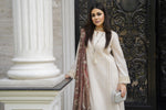 Cream Embroidered Cotton 3pc Women Suit with Dupatta | Baarish by Miski BYM3