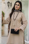 Beige Embroidered Cotton 3pc Women Dress with Dupatta | Baarish by Miski BYM6