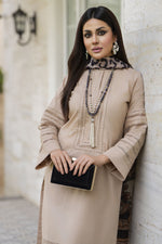 Beige Embroidered Cotton 3pc Women Dress with Dupatta | Baarish by Miski BYM6