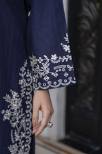 Navy Blue Embroidered Broshia Cotton 3pc Ladies Suit | Baarish by Miski BYM4