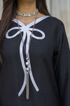 Black Raw Silk Embroidered Farshi Shalwar Set – Chand Sa Libaas by Aleezay | ALS4