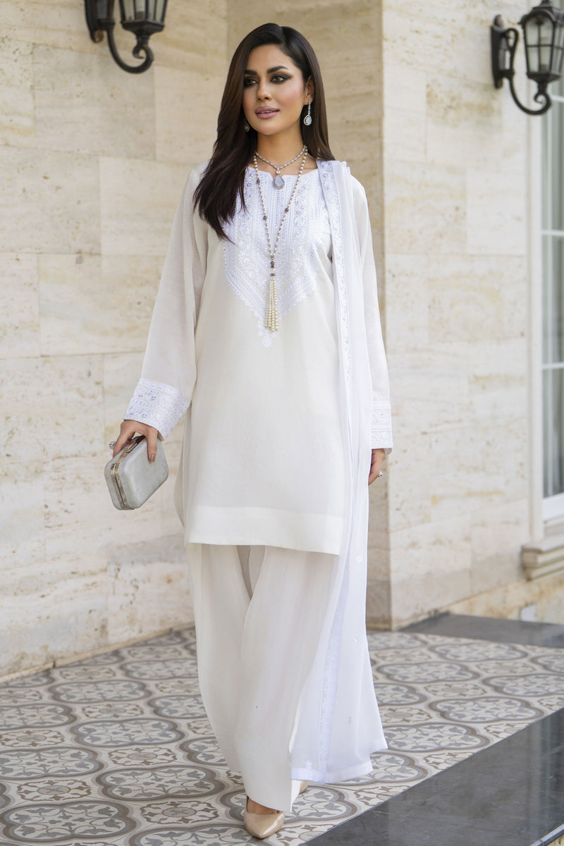 White Embroidered Farshi Set – Chand Sa Libaas by Aleezay | ALS6