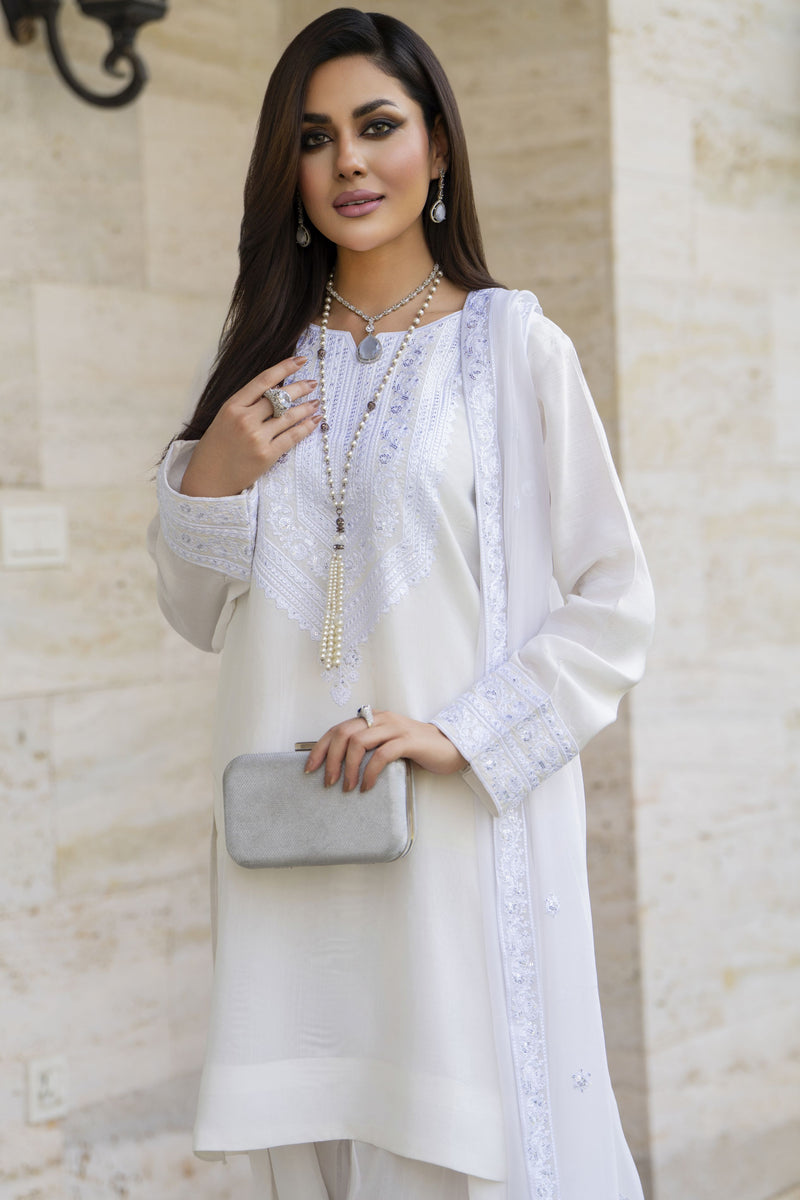 White Embroidered Farshi Set – Chand Sa Libaas by Aleezay | ALS6