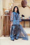 Slate Blue Organza Embroidered Shirt with Deep Charcoal Silk Farshi Shalwar – RNK4