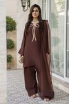 Mocha Brown Poly Raw Silk Farshi Set – Chand Sa Libaas by Aleezay | ALS5