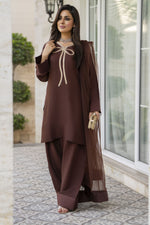 Mocha Brown Poly Raw Silk Farshi Set – Chand Sa Libaas by Aleezay | ALS5