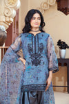 Slate Blue Organza Embroidered Shirt with Deep Charcoal Silk Farshi Shalwar – RNK4