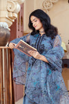 Slate Blue Organza Embroidered Shirt with Deep Charcoal Silk Farshi Shalwar – RNK4