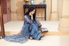 Slate Blue Organza Embroidered Shirt with Deep Charcoal Silk Farshi Shalwar – RNK4