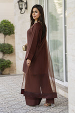 Mocha Brown Poly Raw Silk Farshi Set – Chand Sa Libaas by Aleezay | ALS5