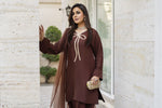 Mocha Brown Poly Raw Silk Farshi Set – Chand Sa Libaas by Aleezay | ALS5