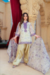 Floral Organza Shirt with Gold Silk Farshi Shalwar – RNK2