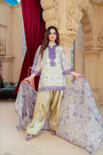Floral Organza Shirt with Gold Silk Farshi Shalwar – RNK2