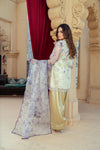 Floral Organza Shirt with Gold Silk Farshi Shalwar – RNK2