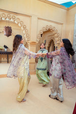 Floral Organza Shirt with Gold Silk Farshi Shalwar – RNK2