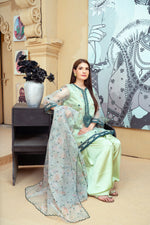 Mint Green Organza Embroidered Short Shirt with Silk Farshi Shalwar – RNK1