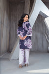 NK Everyday Lawn Co-ords – Purple Floral Contrast Shirt & Trouser Set NKE9