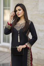 Black Thread & Sequin Embroidered Cotton 2pc Women Suit | Baarish by Miski BYM5