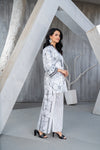 NK Everyday Lawn Co-ords – Monochrome Floral & Stripe Print Set NKE6