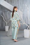 NK Everyday Lawn Co-ords – Mint Green Leaf Print Shirt & Striped Trouser Set NKE5